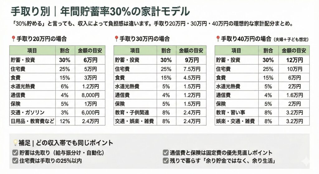 年間貯蓄率30%の家計モデル